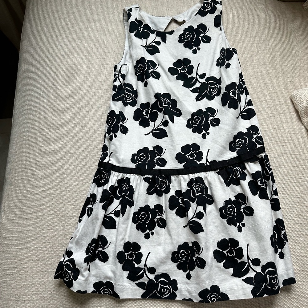 Janie and Jack Black and White Floral Pleated Tiered Sundress